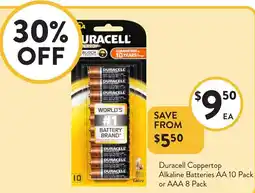 Foodworks Duracell Coppertop Alkaline Batteries AA 10 Pack or AAA 8 Pack offer