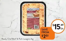 Foodworks Ready Chef Beef & Pork Lasagne offer