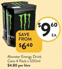 Foodworks Monster Energy Drink Cans offer