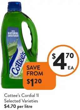 Foodworks Cottee's Cordial offer