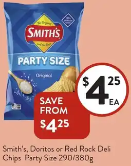 Foodworks Smith's, Doritos or Red Rock Deli Chips Party Size offer