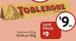 Foodworks TOBLERONE offer
