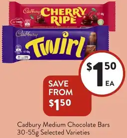 Foodworks Cadbury Medium Chocolate Bars offer