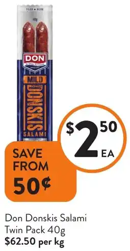 Foodworks Don Donskis Salami Twin Pack offer