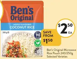 Foodworks Ben's Original Microwave Rice Pouch offer