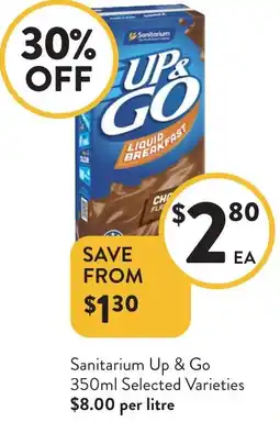 Foodworks Sanitarium Up & Go offer
