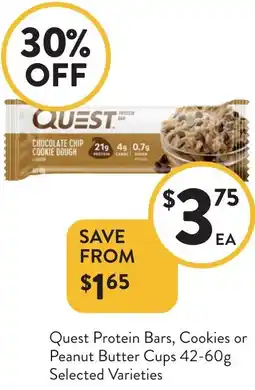Foodworks Quest Protein Bars, Cookies or Peanut Butter Cups offer