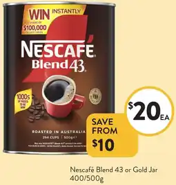 Foodworks Nescafé Blend 43 or Gold Jar offer