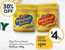 Foodworks Bega Peanut Butter Smooth or Crunchy offer