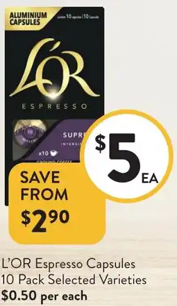 Foodworks L'OR Espresso Capsules offer