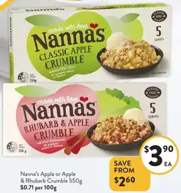 Foodworks Nanna's Apple or Apple & Rhubarb Crumble offer