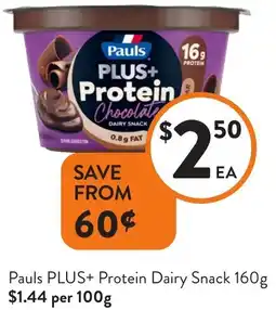 Foodworks Pauls PLUS+ Protein Dairy Snack offer