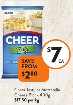 Foodworks Cheer Tasty or Mozzarella Cheese Block offer