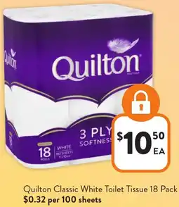 Foodworks Quilton Classic White Toilet Tissue offer