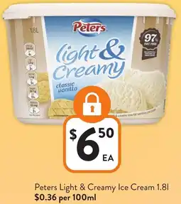 Foodworks Peters Light & Creamy Ice Cream offer