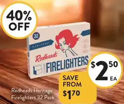 Foodworks Redheads Heritage Firelighters offer