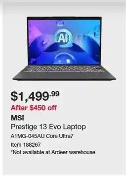 Costco MSI Prestige 13 Evo Laptop offer