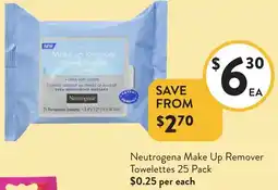 Foodworks Neutrogena Make Up Remover Towelettes offer