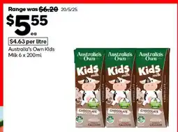 Woolworths Australia's Own Kids Milk 6 x 200ml offer