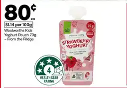 Woolworths Woolworths Kids Yoghurt Pouch 70g offer