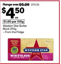 Woolworths Western Star Butter Block 250g offer