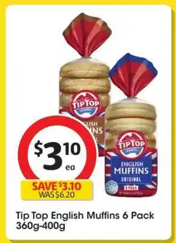 Coles Tip Top English Muffins 6 Pack offer