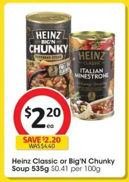 Coles Heinz Classic or Big 'N Chunky Soup 535g offer