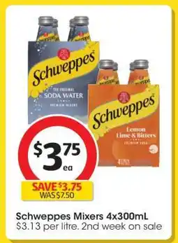 Coles Schweppes Mixers 4x300mL offer