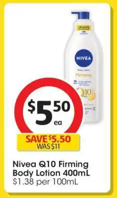 Coles Nivea Q10 Firming Body Lotion 400mL offer