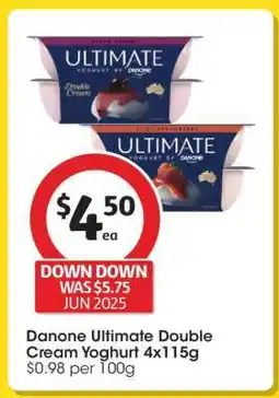 Coles Danone Ultimate Double Cream Yoghurt 4x115g offer