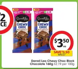 Coles Darrell Lea Chewy Choc Block Chocolate 160g offer