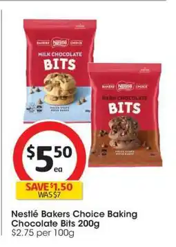 Coles Nestlé Bakers Choice Baking Chocolate Bits 200g offer