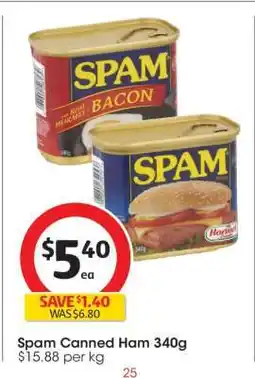 Coles Spam Canned Ham 340g offer