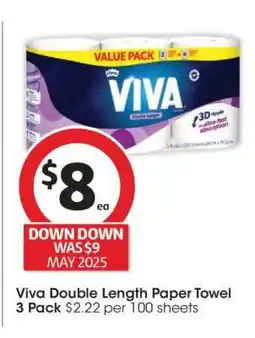 Coles Viva Double Length Paper Towel 3 Pack offer