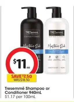 Coles Tresemmé Shampoo or Conditioner 940mL offer