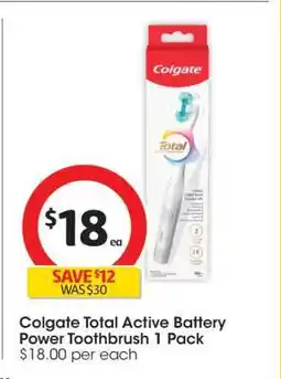 Coles Colgate Total Active Battery Power Toothbrush 1 Pack offer