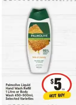 IGA Palmolive Liquid Hand Wash Refill 1 Litre or Body Wash 450-500mL Selected Varieties offer