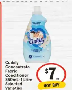 IGA Cuddly Concentrate Fabric Conditioner 850mL-1 Litre Selected Varieties offer