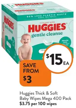 Foodworks Huggies Thick & Soft Baby Wipes Mega offer