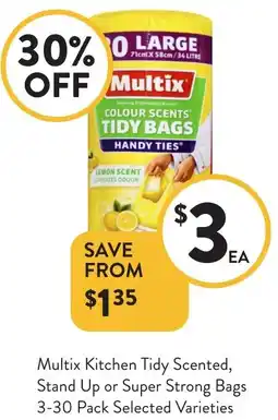 Foodworks Multix Kitchen Tidy Scented, Stand Up or Super Strong Bags offer