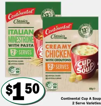 Friendly Grocer Continental Cup A Soup 2 Serve Varieties offer