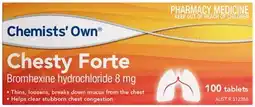 Discount Drug Stores Chemists’ Own Chesty Forte 100 Tablets offer