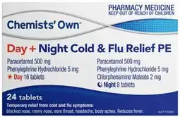 Discount Drug Stores Chemists’ Own Day + Night Cold & Flu Relief PE 24 Tablets offer