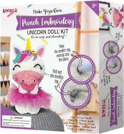 Toymate Make Your Own Punch Embroidery Unicorn Doll Kit offer