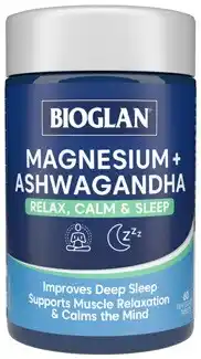 Discount Drug Stores Bioglan Magnesium + Ashwagandha Relax, Calm & Sleep 60 Tablets offer
