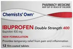 Discount Drug Stores Chemists’ Own Ibuprofen Double Strength 400 12 Tablets offer