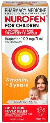 Discount Drug Stores Nurofen For Children 3 Months- 5 Years Strawberry Flavour 200mL offer