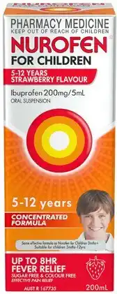 Discount Drug Stores Nurofen For Children 5-12 Years Strawberry Flavour 200mL offer