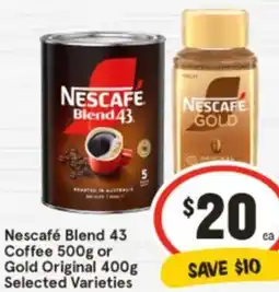 IGA Nescafé Blend 43 Coffee or Gold Original offer