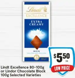 IGA Lindt Excellence or Lindor Chocolate Block offer